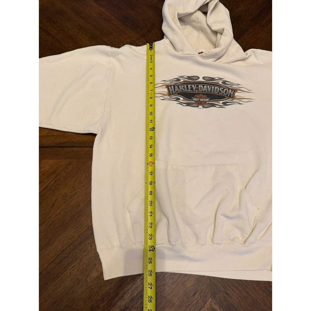Harley-Davidson Hoodie Mens XL Cream Biggs San Marcos CA 2006 Graphic Pullover - Picture 5 of 6